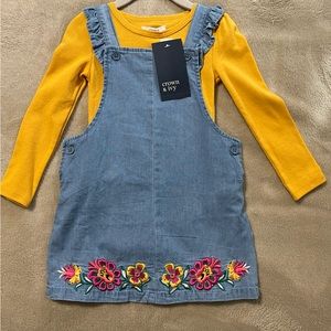NWT Crown & Ivy embroidered dress with bodysuit
